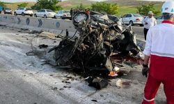 تریلی، پراید را در جاده کرمانشاه له کرد