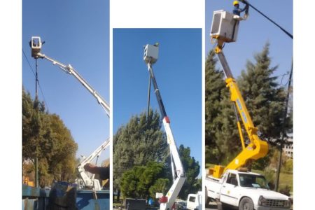 تعدیل و تعمیر شبکه روشنایی معابر در امور برق مرکز کرمانشاه