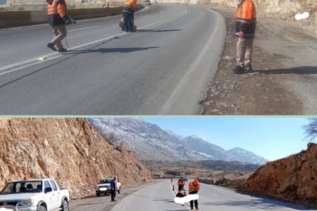 افزایش ایمنی گردنه پاطاق با گل‌میخ‌های ترافیکی