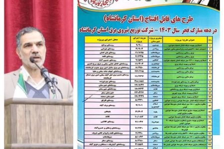 افتتاح ۲۷ پروژه با اعتباری بالغ بر ۳۱۲ میلیارد تومان در توزیع برق کرمانشاه