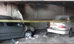 آتش سوزی دو دستگاه خودرو درون پارکینگ 